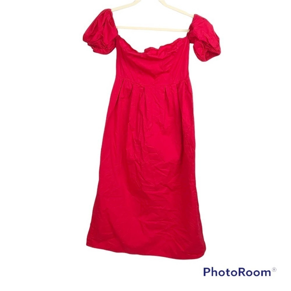 Nasty Gal solid red off shoulder midi dress size 6 NWOT
